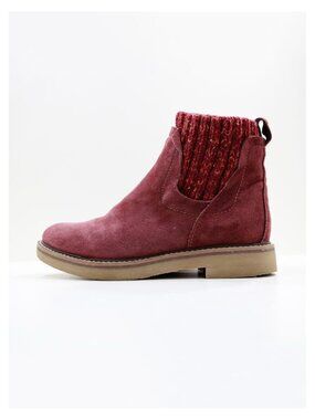 Comfortiva Rawnie Burgundy Suede Leather Flat Ankle Boots - Women's 7.5 Wide